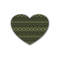 Boho Sage Green Black Heart Coaster (4 Pack)  by SpinnyChairDesigns