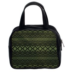 Boho Sage Green Black Classic Handbag (two Sides) by SpinnyChairDesigns