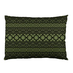 Boho Sage Green Black Pillow Case by SpinnyChairDesigns