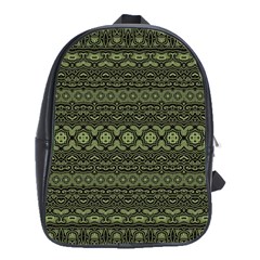 Boho Sage Green Black School Bag (large) by SpinnyChairDesigns