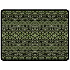 Boho Sage Green Black Fleece Blanket (large)  by SpinnyChairDesigns