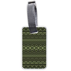 Boho Sage Green Black Luggage Tag (one Side) by SpinnyChairDesigns