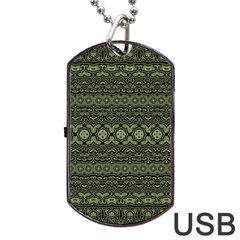 Boho Sage Green Black Dog Tag Usb Flash (one Side) by SpinnyChairDesigns