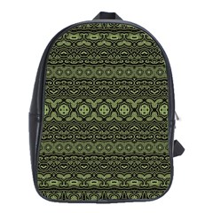 Boho Sage Green Black School Bag (xl) by SpinnyChairDesigns