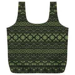 Boho Sage Green Black Full Print Recycle Bag (xl) by SpinnyChairDesigns