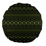 Boho Sage Green Black Large 18  Premium Flano Round Cushions Front