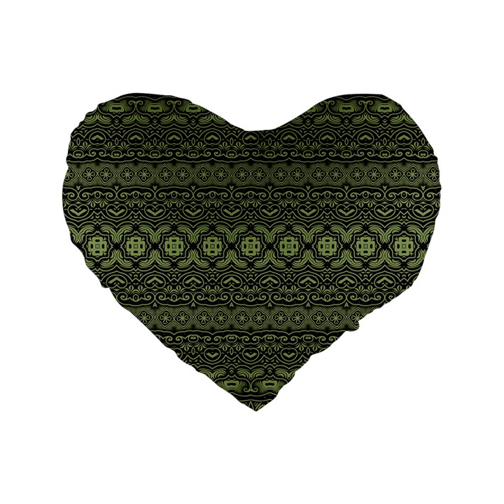 Boho Sage Green Black Standard 16  Premium Flano Heart Shape Cushions