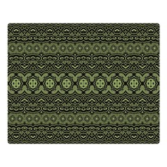 Boho Sage Green Black Double Sided Flano Blanket (large)  by SpinnyChairDesigns