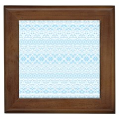 Boho Baby Blue Pattern Framed Tile by SpinnyChairDesigns