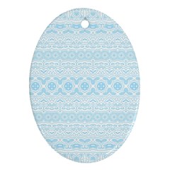 Boho Baby Blue Pattern Ornament (oval) by SpinnyChairDesigns