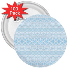 Boho Baby Blue Pattern 3  Buttons (100 Pack)  by SpinnyChairDesigns