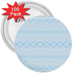 Boho Baby Blue Pattern 3  Buttons (100 pack)  Front