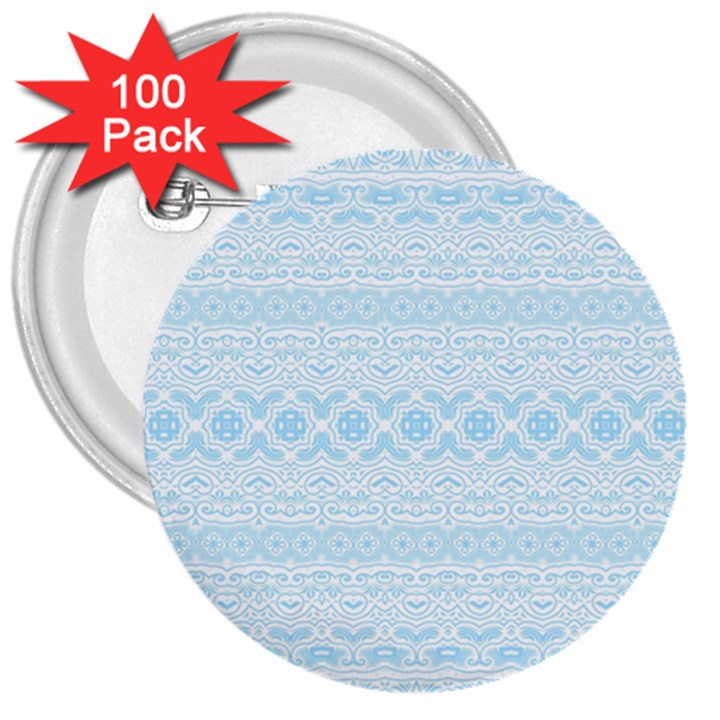 Boho Baby Blue Pattern 3  Buttons (100 pack) 