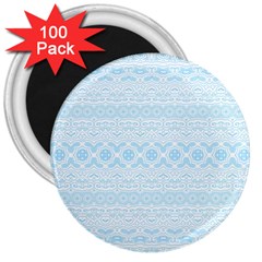 Boho Baby Blue Pattern 3  Magnets (100 Pack) by SpinnyChairDesigns