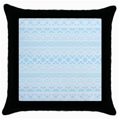 Boho Baby Blue Pattern Throw Pillow Case (black) by SpinnyChairDesigns