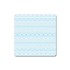 Boho Baby Blue Pattern Square Magnet by SpinnyChairDesigns