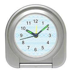 Boho Baby Blue Pattern Travel Alarm Clock by SpinnyChairDesigns