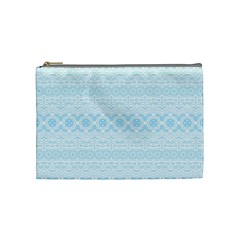 Boho Baby Blue Pattern Cosmetic Bag (medium) by SpinnyChairDesigns