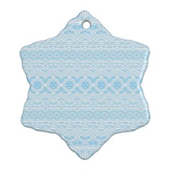 Boho Baby Blue Pattern Ornament (snowflake) by SpinnyChairDesigns