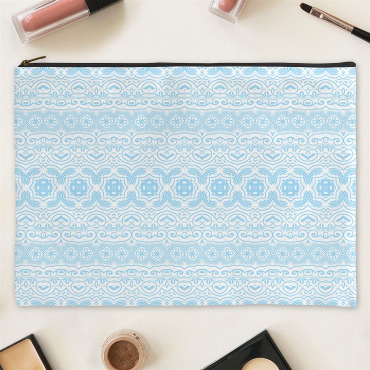 Boho Baby Blue Pattern Cosmetic Bag (XXXL)