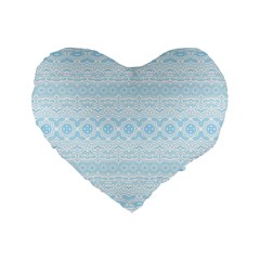 Boho Baby Blue Pattern Standard 16  Premium Heart Shape Cushions by SpinnyChairDesigns