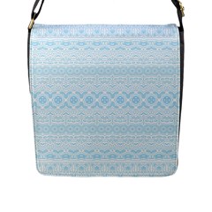 Boho Baby Blue Pattern Flap Closure Messenger Bag (l) by SpinnyChairDesigns