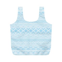 Boho Baby Blue Pattern Full Print Recycle Bag (m) by SpinnyChairDesigns