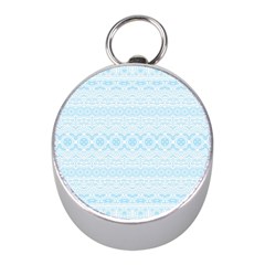 Boho Baby Blue Pattern Mini Silver Compasses by SpinnyChairDesigns