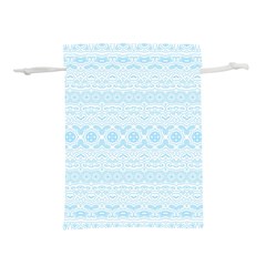 Boho Baby Blue Pattern Lightweight Drawstring Pouch (m) by SpinnyChairDesigns