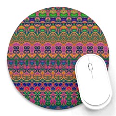 Boho Colorful Pattern Round Mousepads by SpinnyChairDesigns