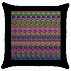 Boho Colorful Pattern Throw Pillow Case (black) by SpinnyChairDesigns