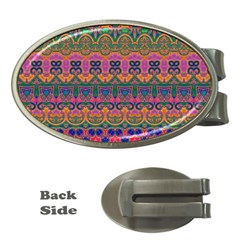 Boho Colorful Pattern Money Clips (oval)  by SpinnyChairDesigns