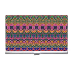 Boho Colorful Pattern Business Card Holder by SpinnyChairDesigns