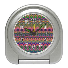 Boho Colorful Pattern Travel Alarm Clock by SpinnyChairDesigns