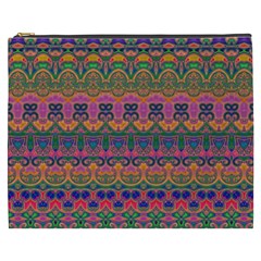 Boho Colorful Pattern Cosmetic Bag (xxxl) by SpinnyChairDesigns