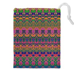 Boho Colorful Pattern Drawstring Pouch (4xl) by SpinnyChairDesigns