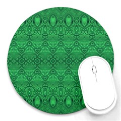 Boho Emerald Green Round Mousepads by SpinnyChairDesigns