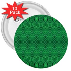 Boho Emerald Green 3  Buttons (10 Pack)  by SpinnyChairDesigns