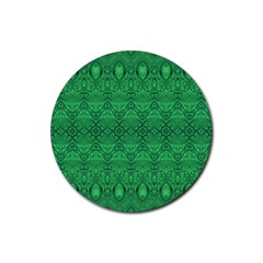 Boho Emerald Green Rubber Coaster (round)  by SpinnyChairDesigns