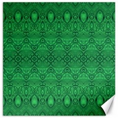 Boho Emerald Green Canvas 12  X 12  by SpinnyChairDesigns