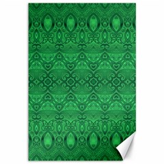 Boho Emerald Green Canvas 12  X 18  by SpinnyChairDesigns