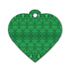 Boho Emerald Green Dog Tag Heart (two Sides) by SpinnyChairDesigns