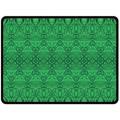 Boho Emerald Green Fleece Blanket (large)  by SpinnyChairDesigns