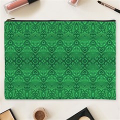 Boho Emerald Green Cosmetic Bag (xxxl) by SpinnyChairDesigns