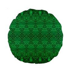 Boho Emerald Green Standard 15  Premium Round Cushions by SpinnyChairDesigns