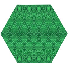 Boho Emerald Green Wooden Puzzle Hexagon by SpinnyChairDesigns