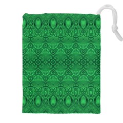 Boho Emerald Green Drawstring Pouch (5xl) by SpinnyChairDesigns