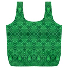 Boho Emerald Green Full Print Recycle Bag (xxl) by SpinnyChairDesigns