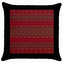 Boho Red Gold Throw Pillow Case (black) by SpinnyChairDesigns