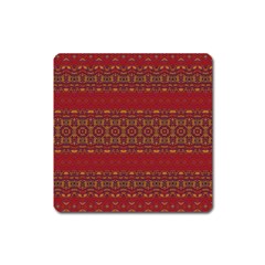 Boho Red Gold Square Magnet by SpinnyChairDesigns